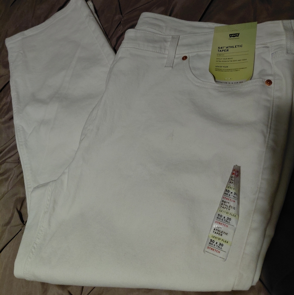 Men’s Levi’s 541 Athletic Taper White Stretch Jean 50X30, $30 New